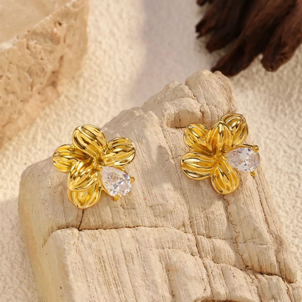 18K Gold-Plated Flower Stud Earrings