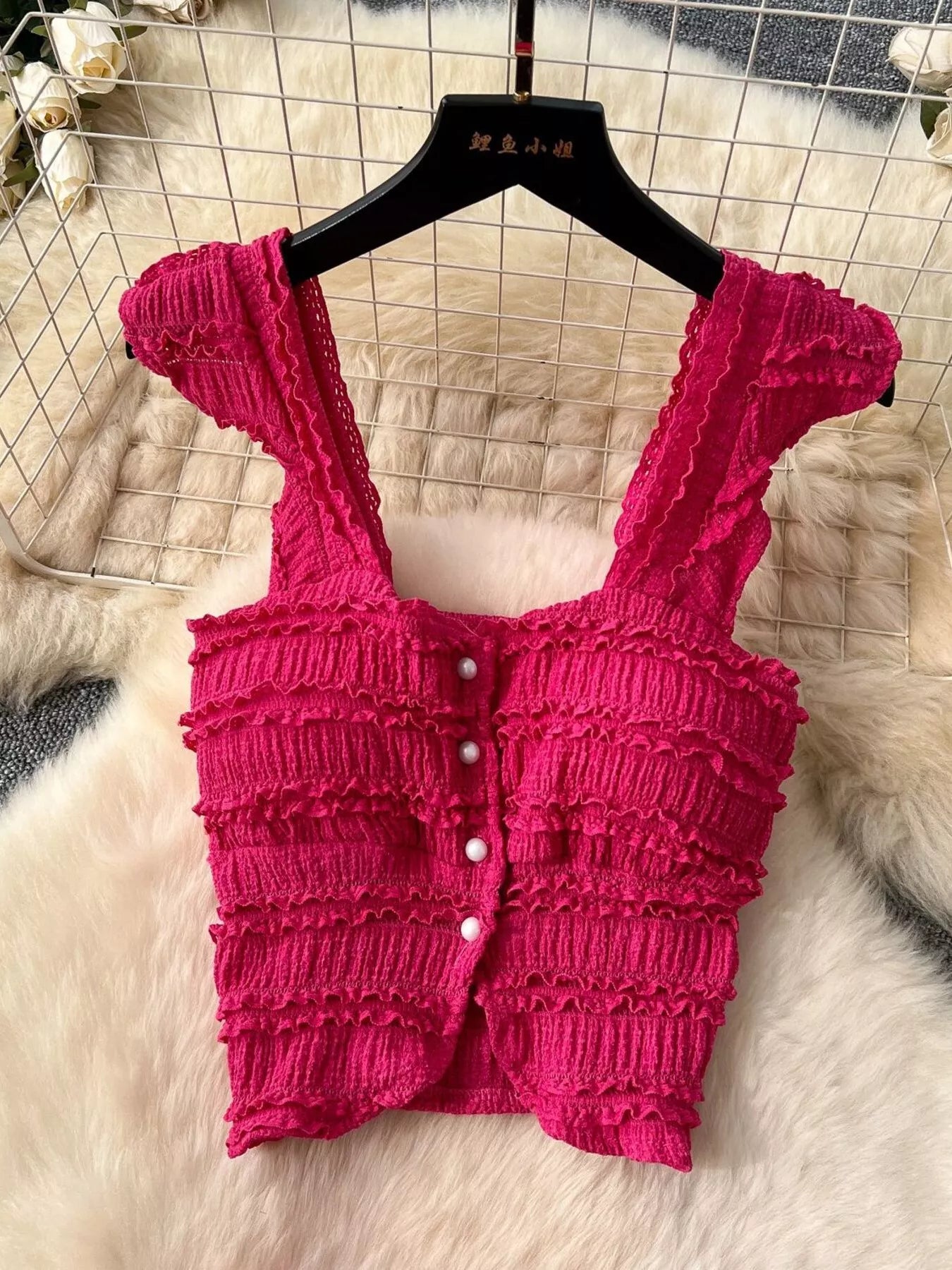 Textured Crop Top and Tiered Skirt Set