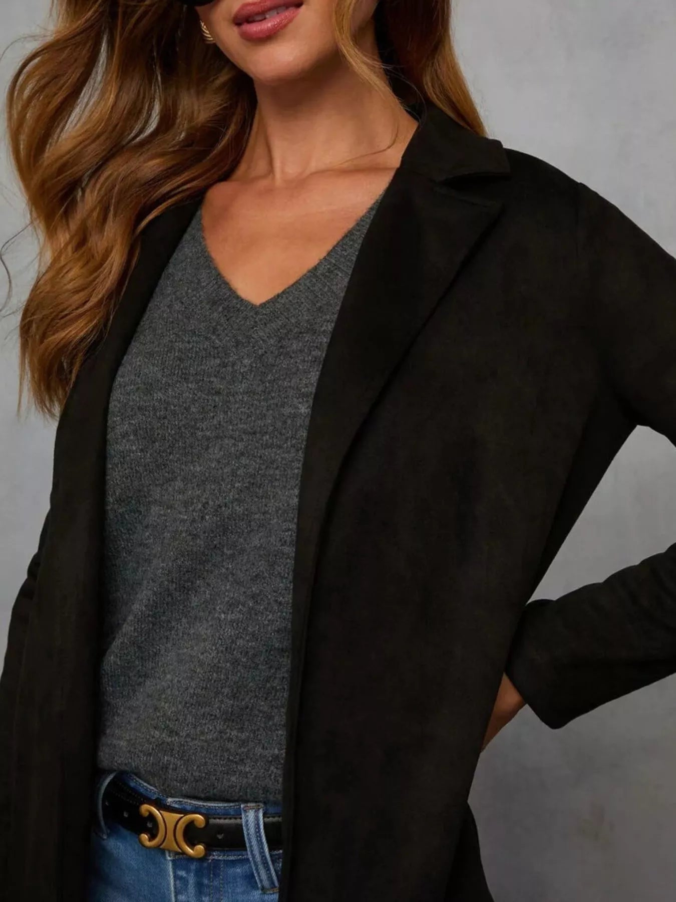 Full Size Open Front Longline Outerwear Plus Size