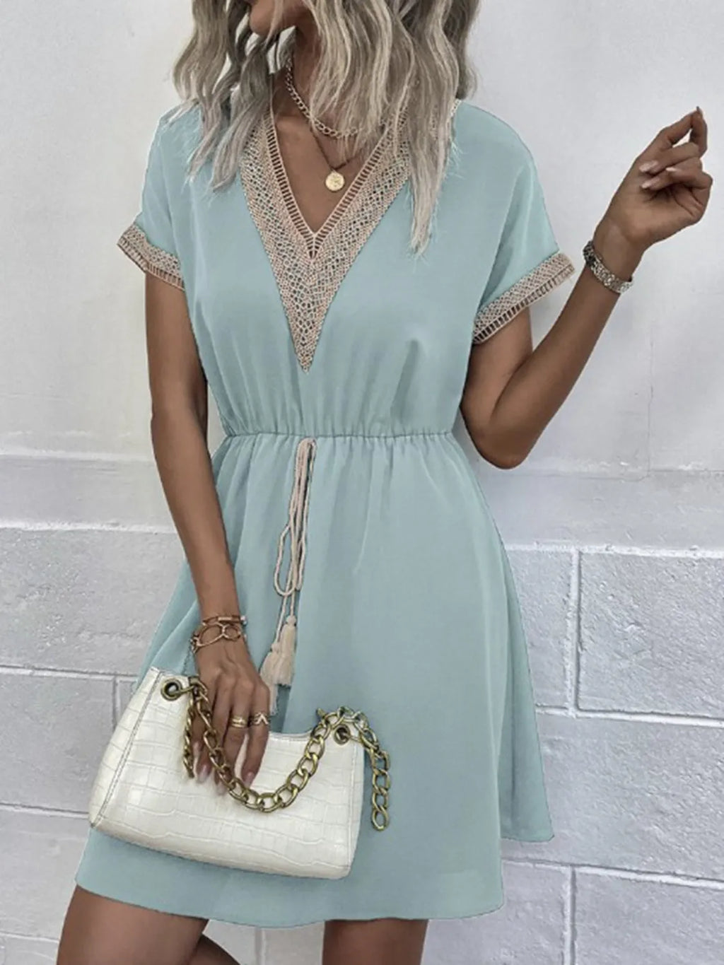 Full Size V-Neck Short Sleeve Dress Plus Size