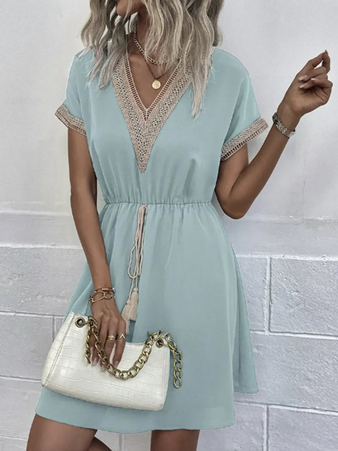 Full Size V-Neck Short Sleeve Dress Plus Size