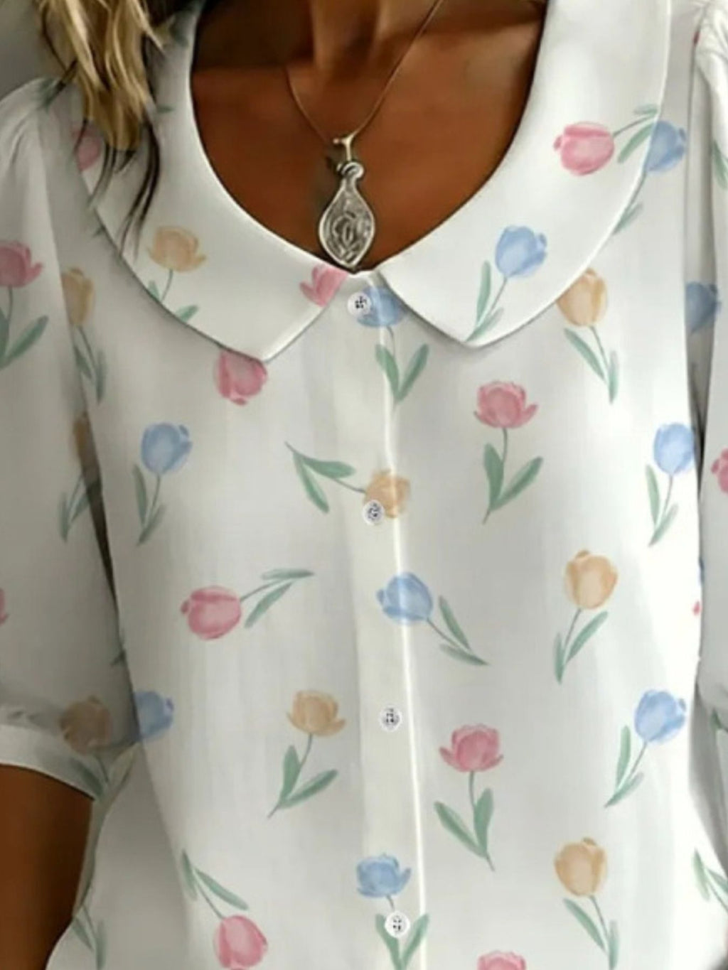 Floral Print Peter Pan Collar Shirt
