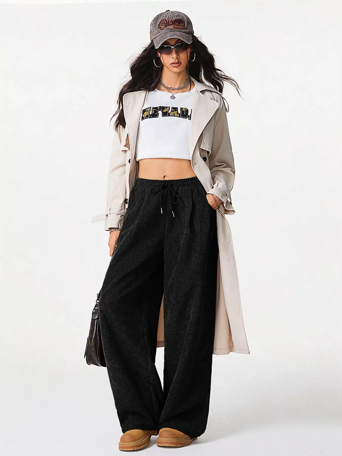 Casual Corduroy Wide Leg Pants