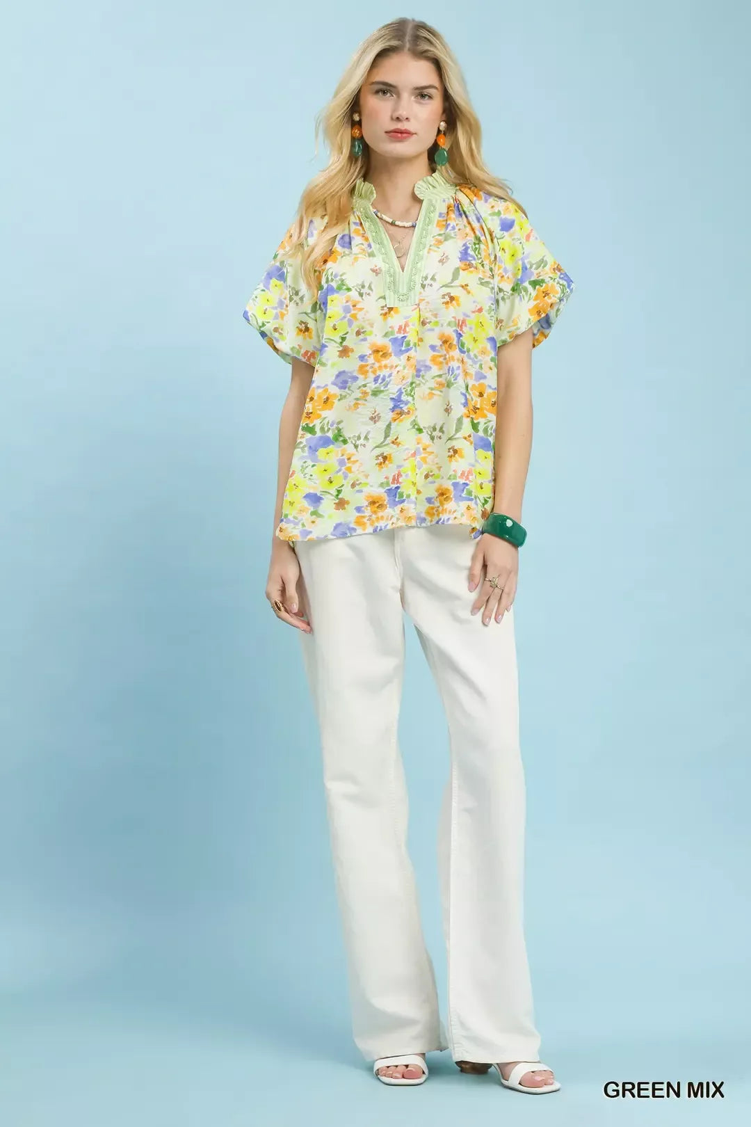 Umgee Watercolor Floral Top