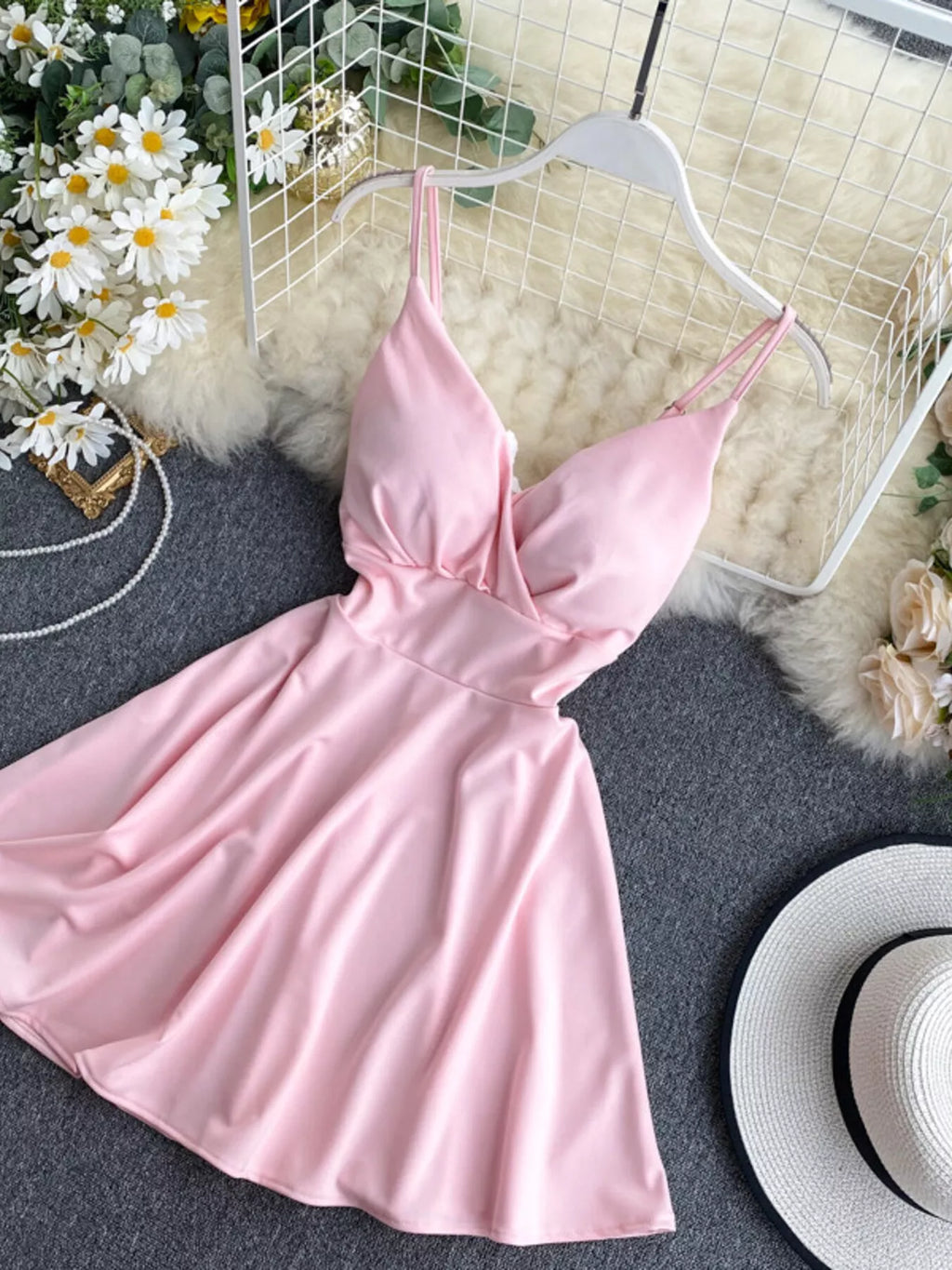Surplice Spaghetti Strap Mini Dress