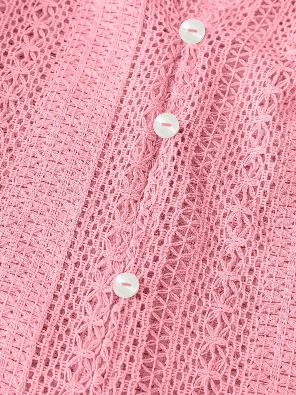 Lace Notched Long Sleeve Shirt