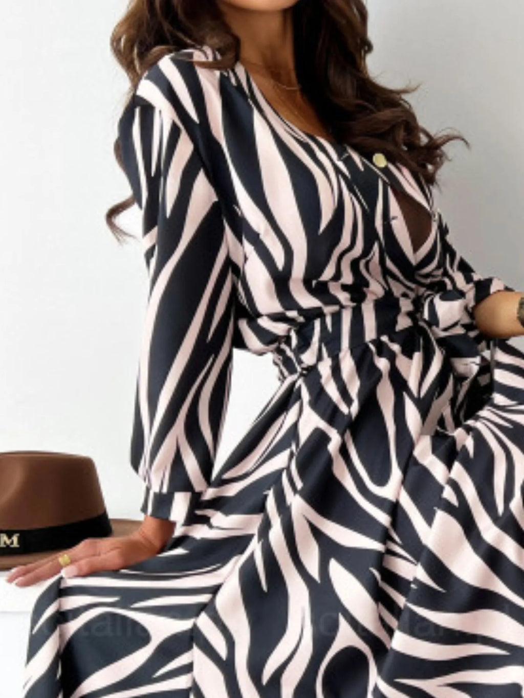 Printed Tie Waist Midi Dress
