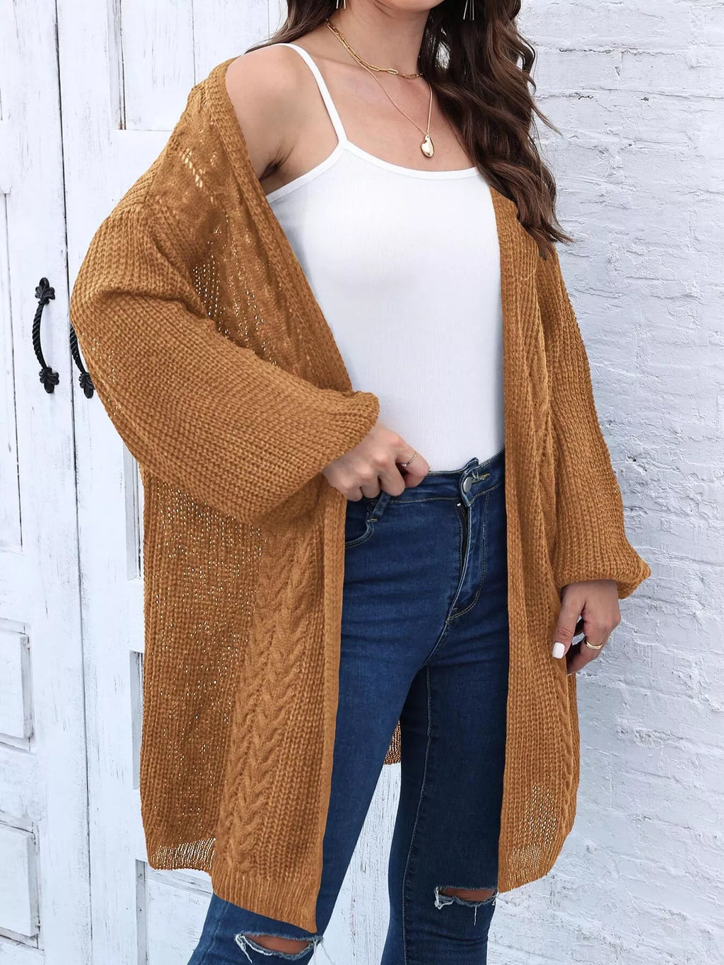 Open Front Long Sleeve Cardigan