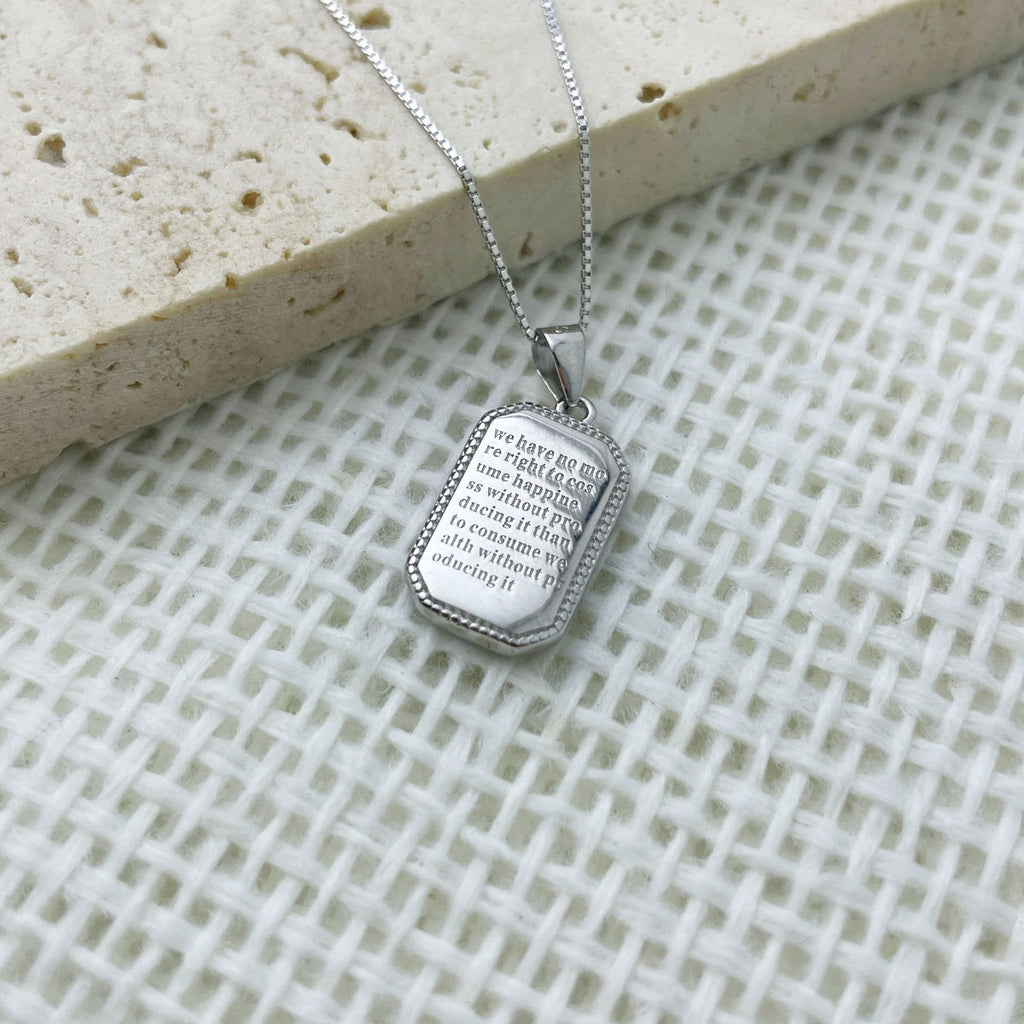 925 Sterling Silver Rectangle Pendant Necklace