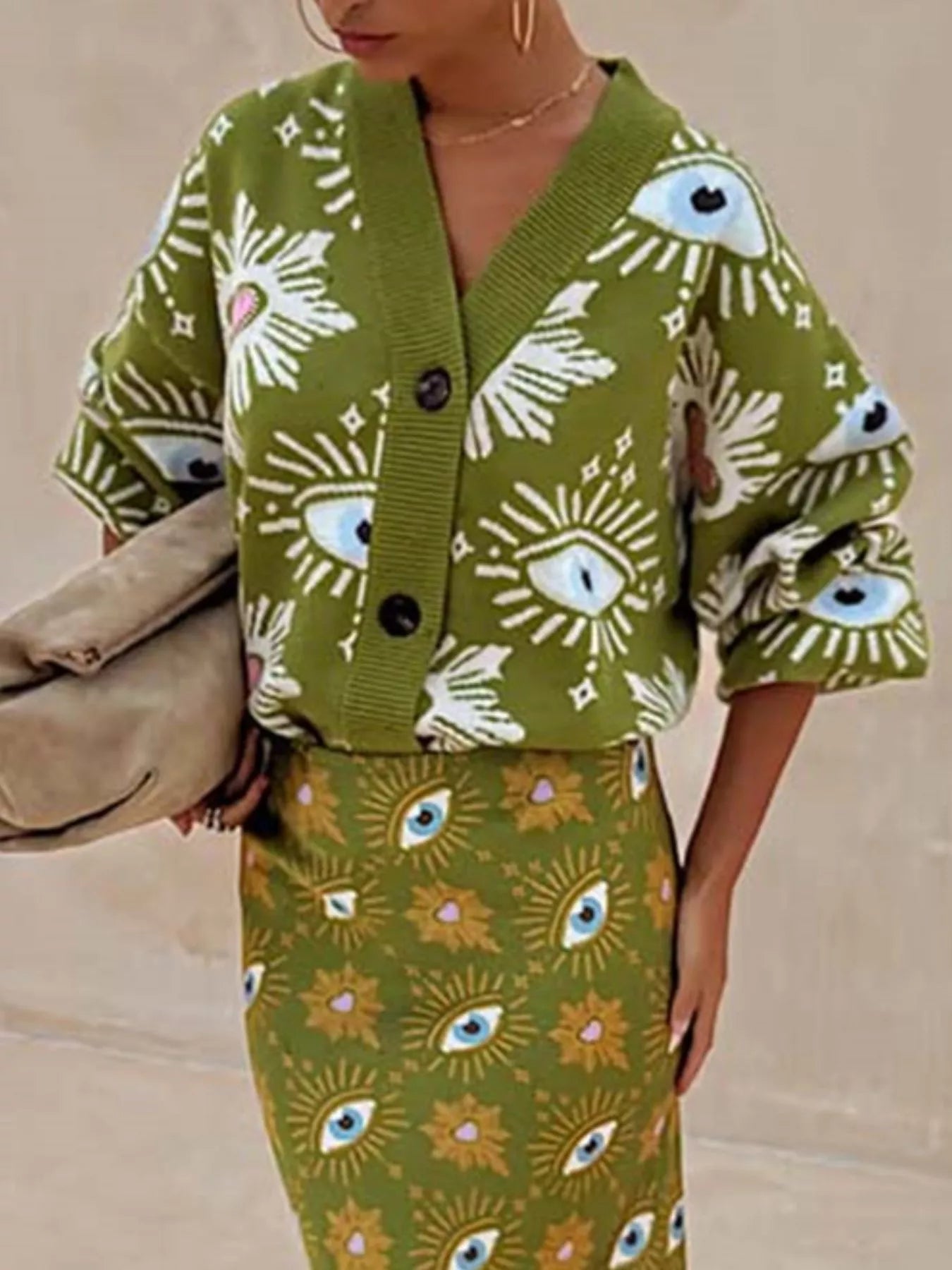 Button-Down Dropped Shoulder Cardigan