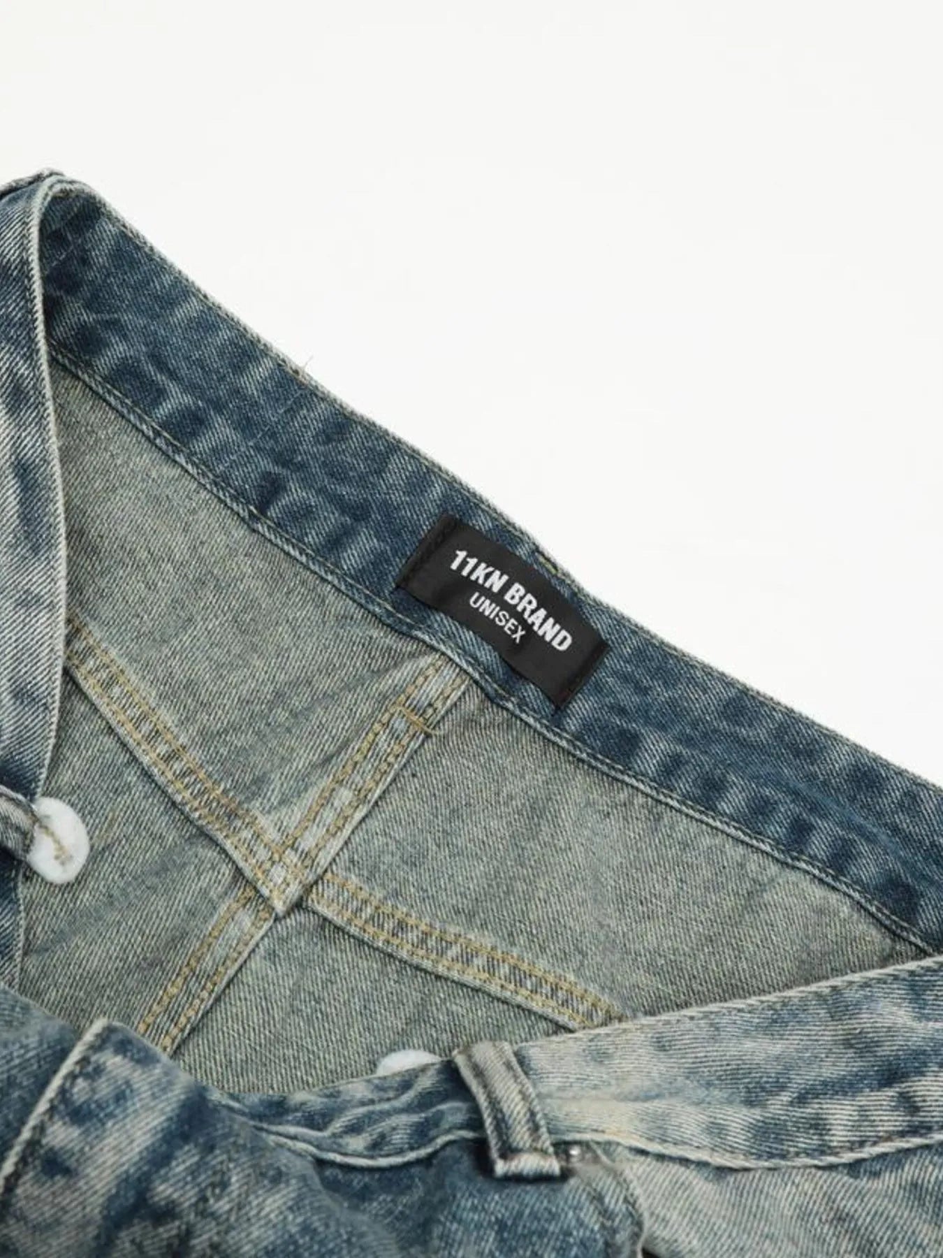 Men's Distressed Wide Leg Vintage Wash Jeans