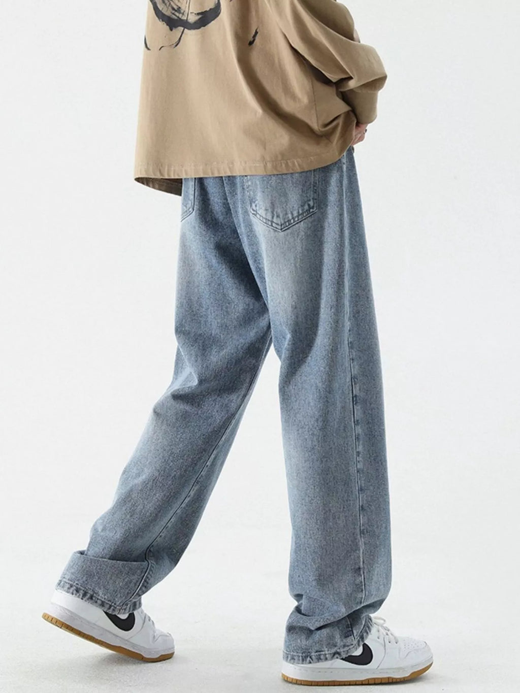 Men's Full Size Vintage Wash Wide Leg Jeans Plus Size
