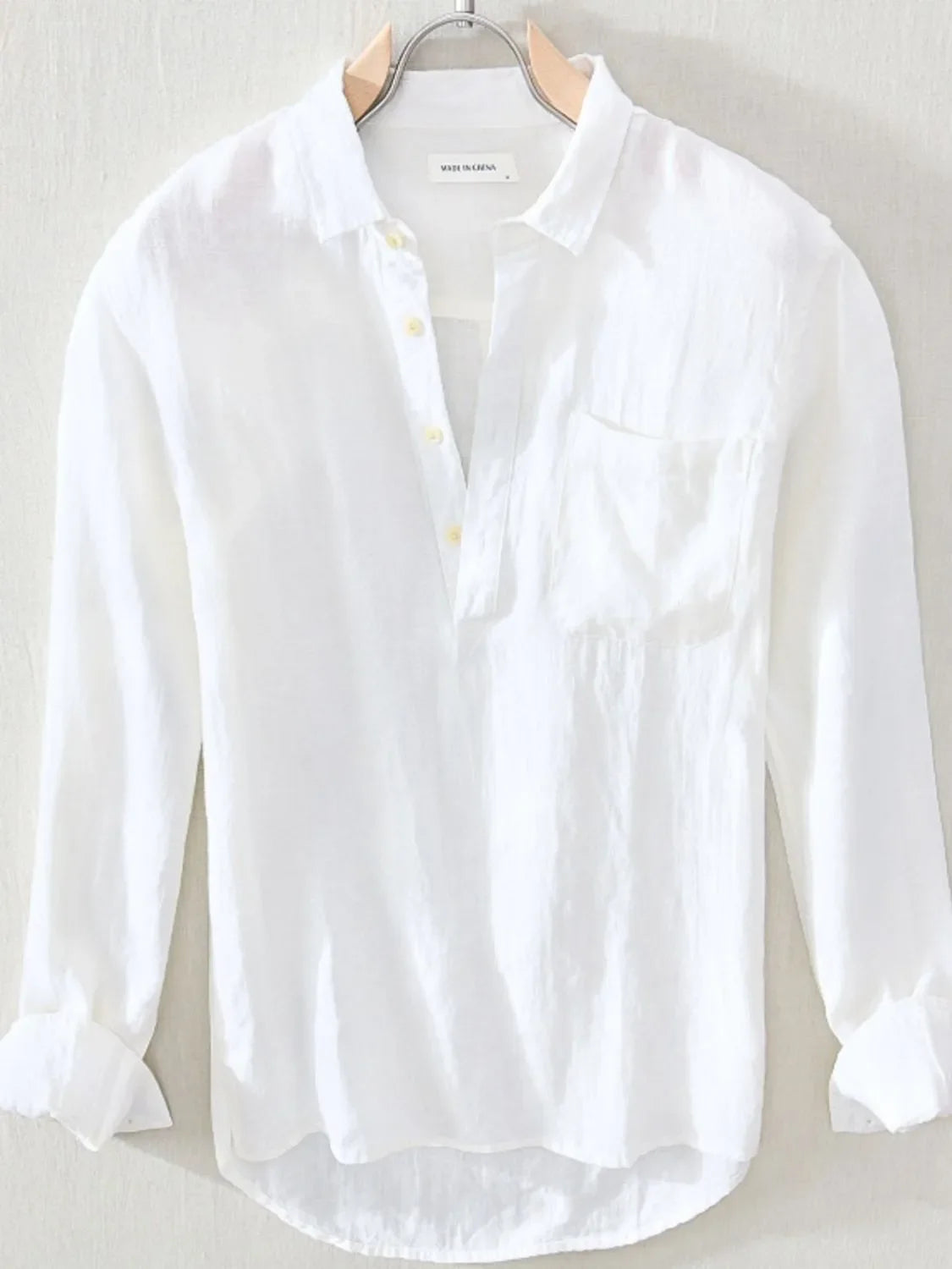 Men's Plus Size Button Detail Long Sleeve Blouse