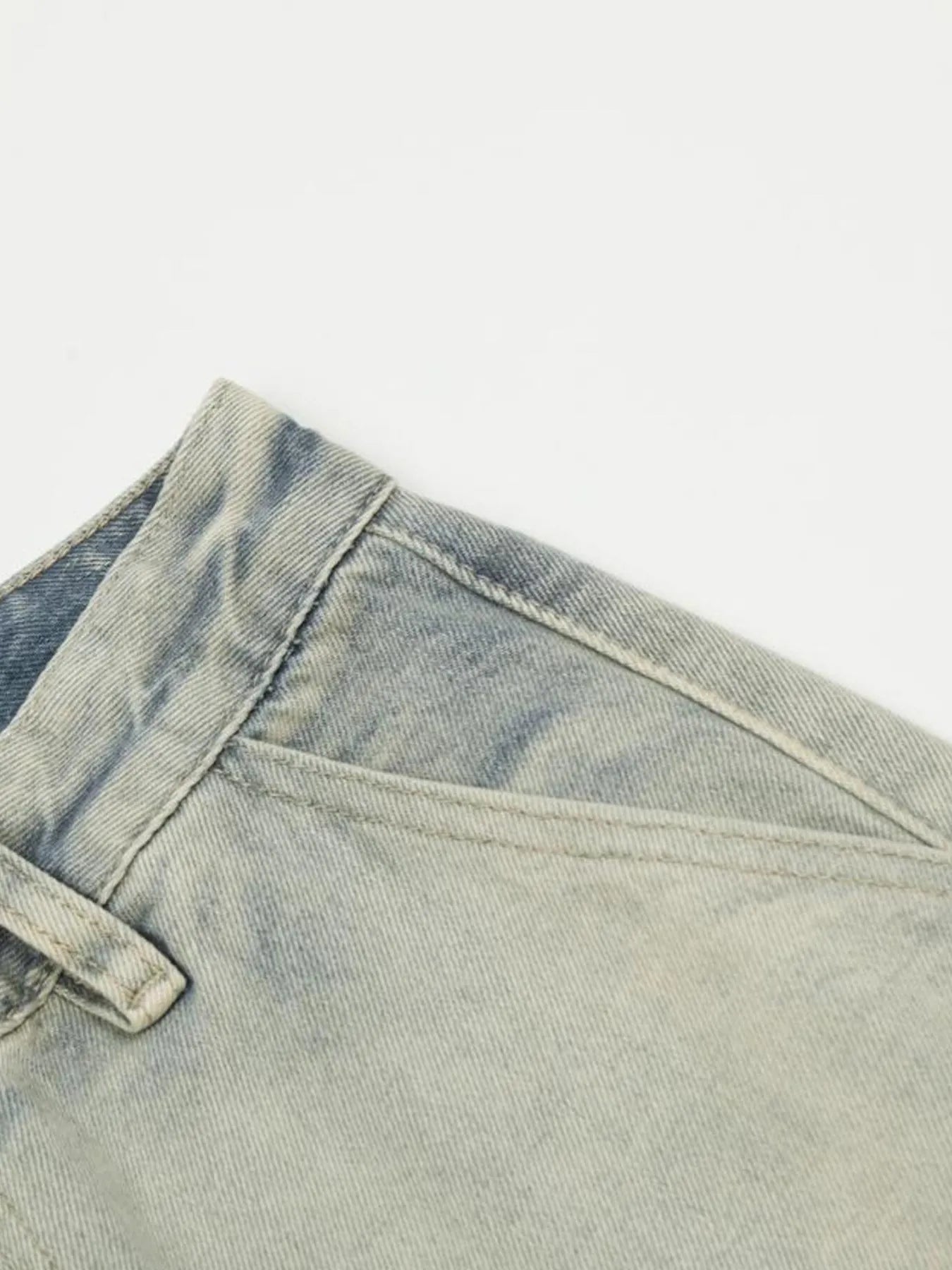 Men's Washed Multi-Pocket Straight Cargo Jeans