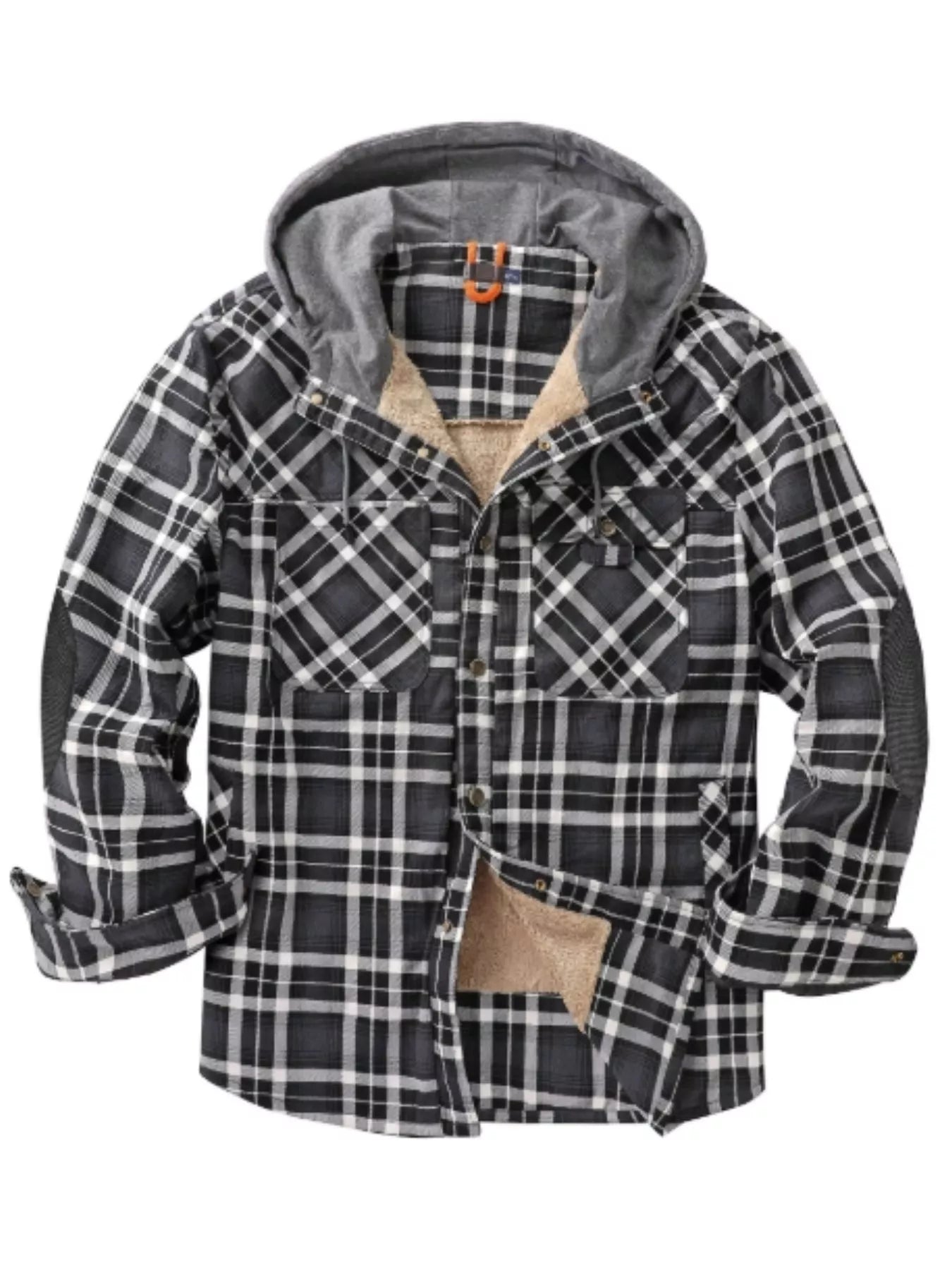 Men's Snap Down Hooded Plaid Shacket
