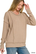 Zenana Corded Rib Long Sleeve Round Neck Top