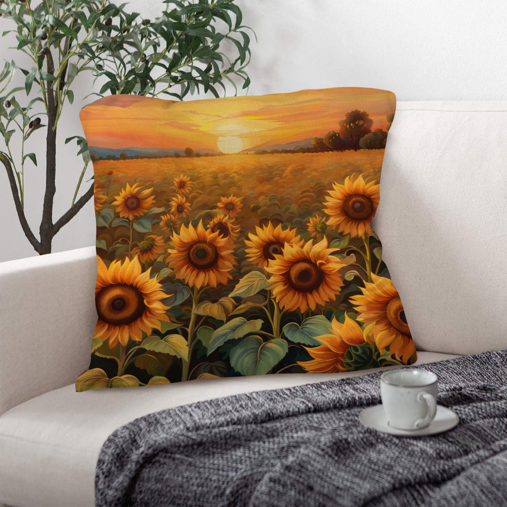 Baha Ranch Sunflower Field Throw Pillow Case Made in America