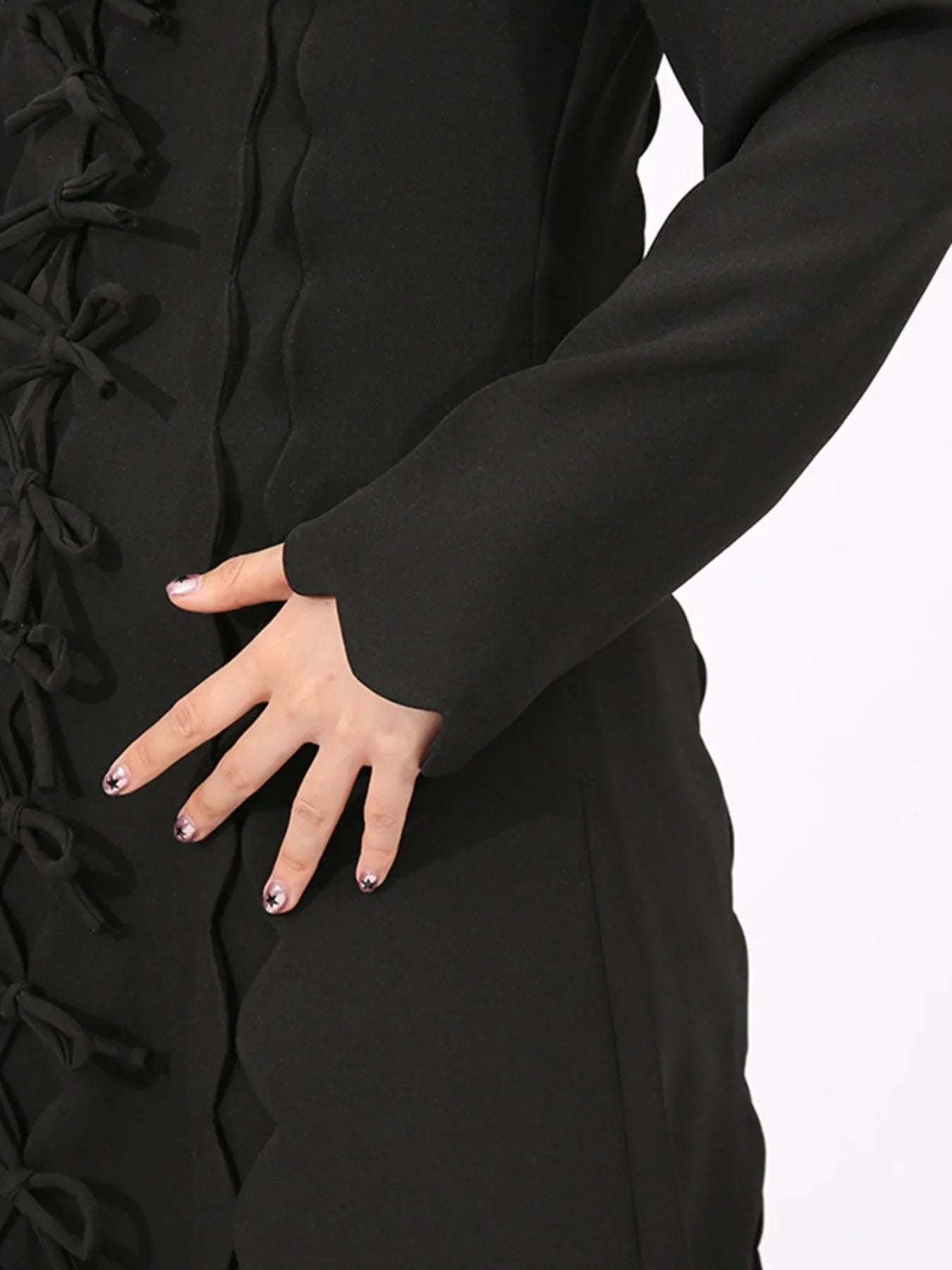 Long Sleeve Bow Front Midi Dress