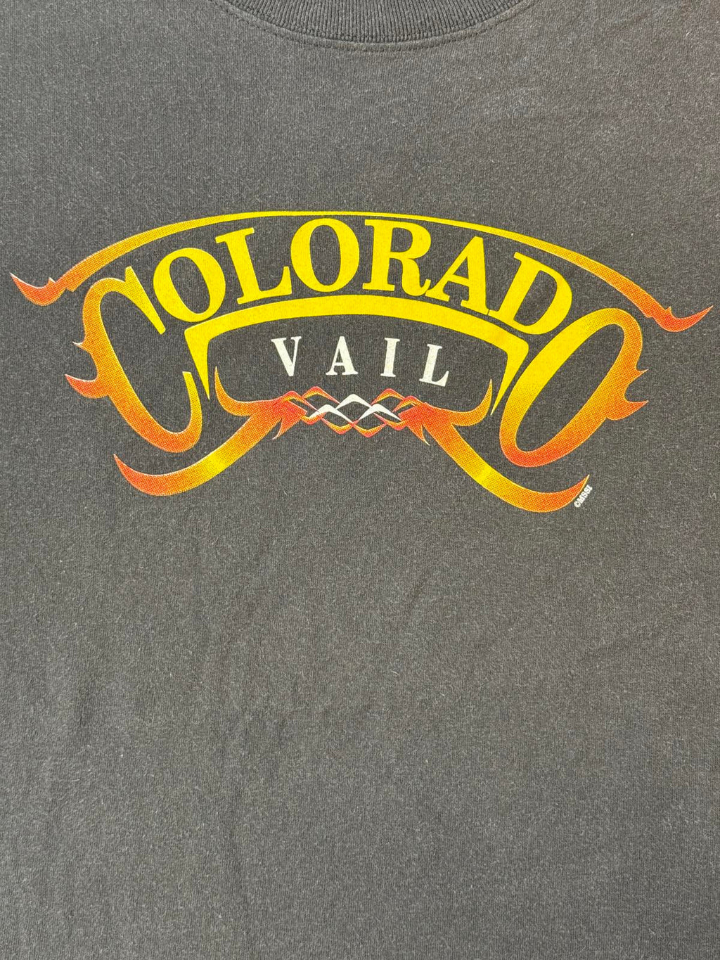 Faded Colorado Vail Y2K Flame Biker Style Tee - XL