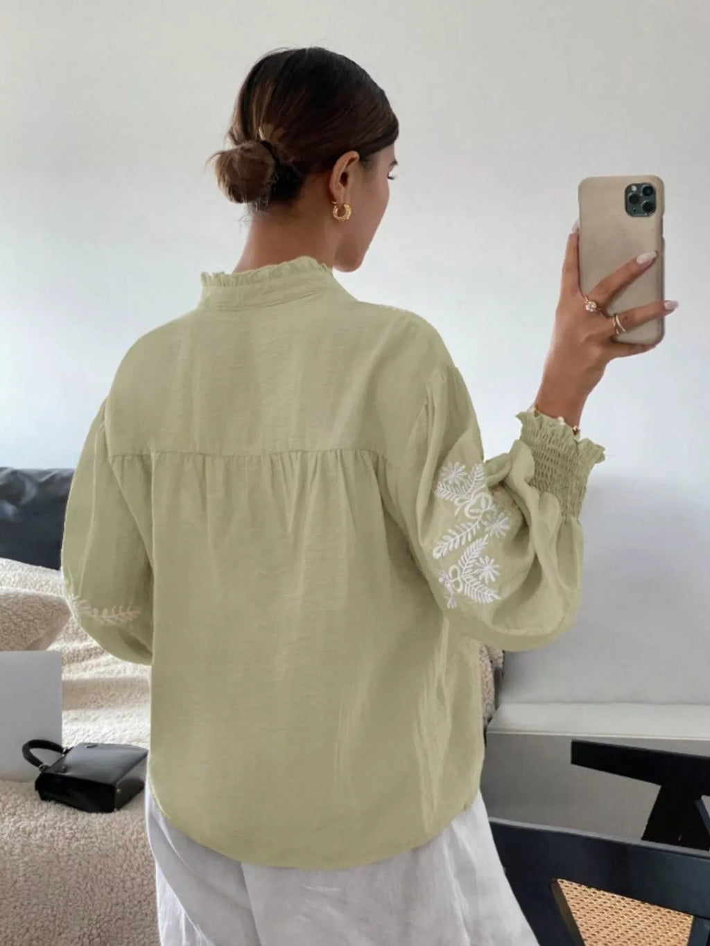 Embroidered Long Sleeve Blouse