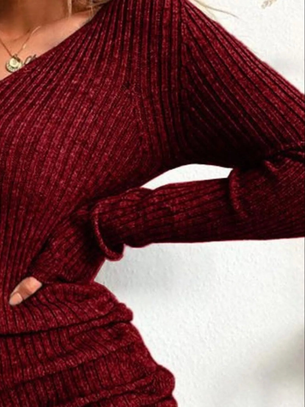 Full Size Ribbed Knit Drawstring Bodycon Sweater Dress Plus Size