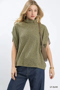 Umgee Textured Mock Neck Relaxed Top