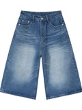 Men's Washed Denim Shorts with Pockets
