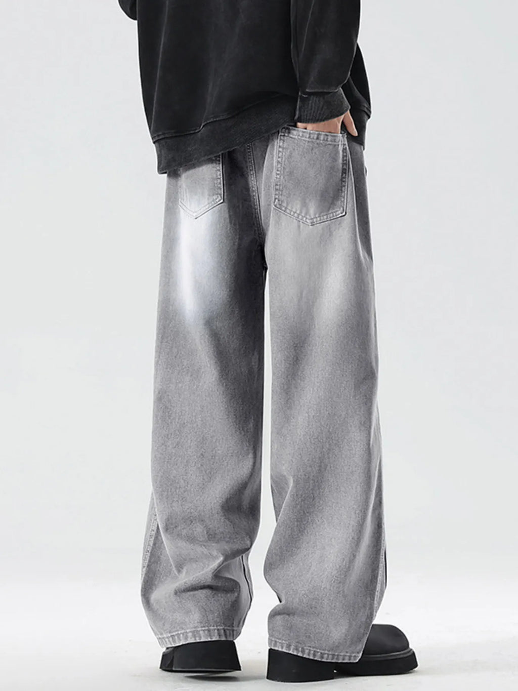 Men's Full Size Wash Wide Leg Jeans Plus Size