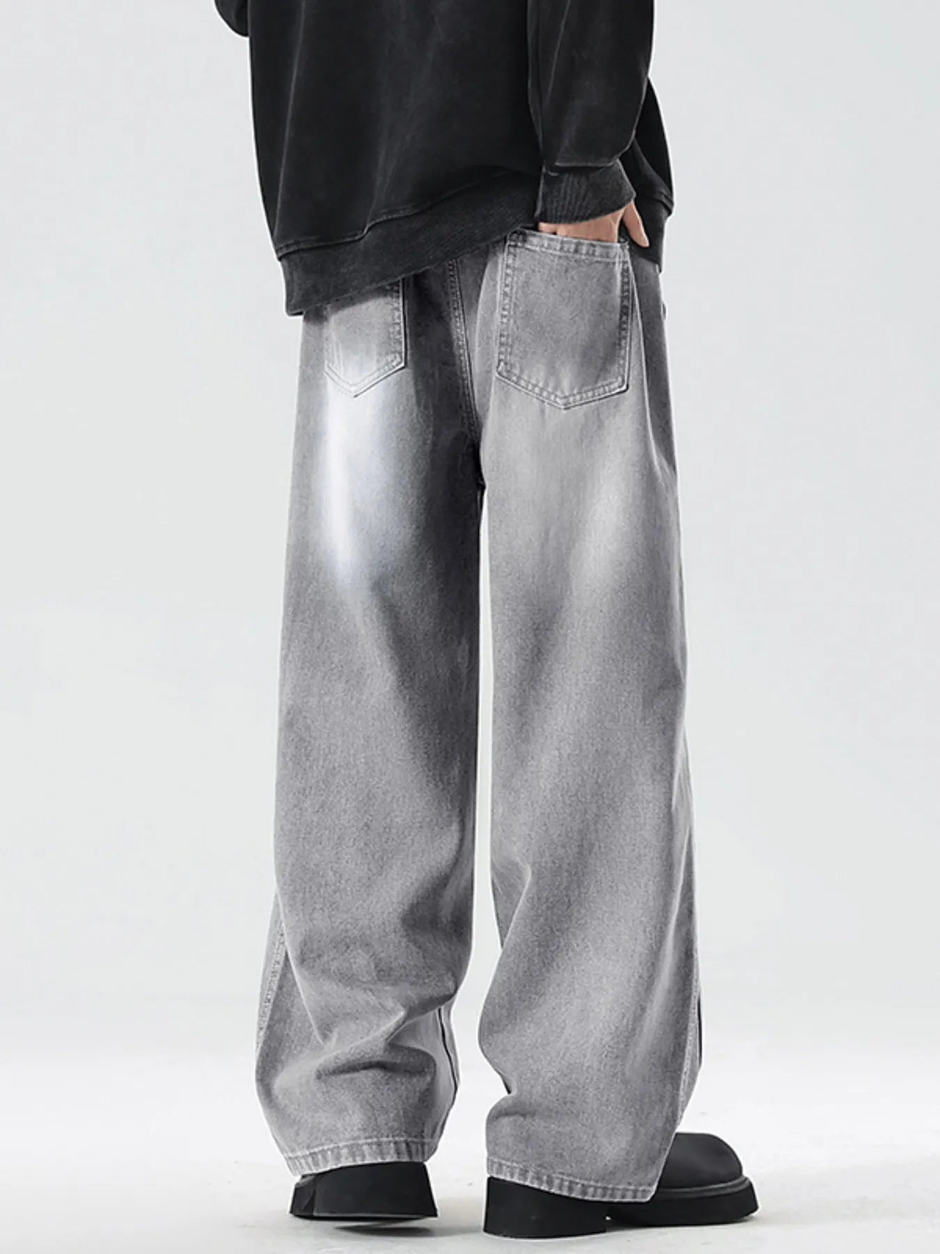 Men's Full Size Wash Wide Leg Jeans Plus Size