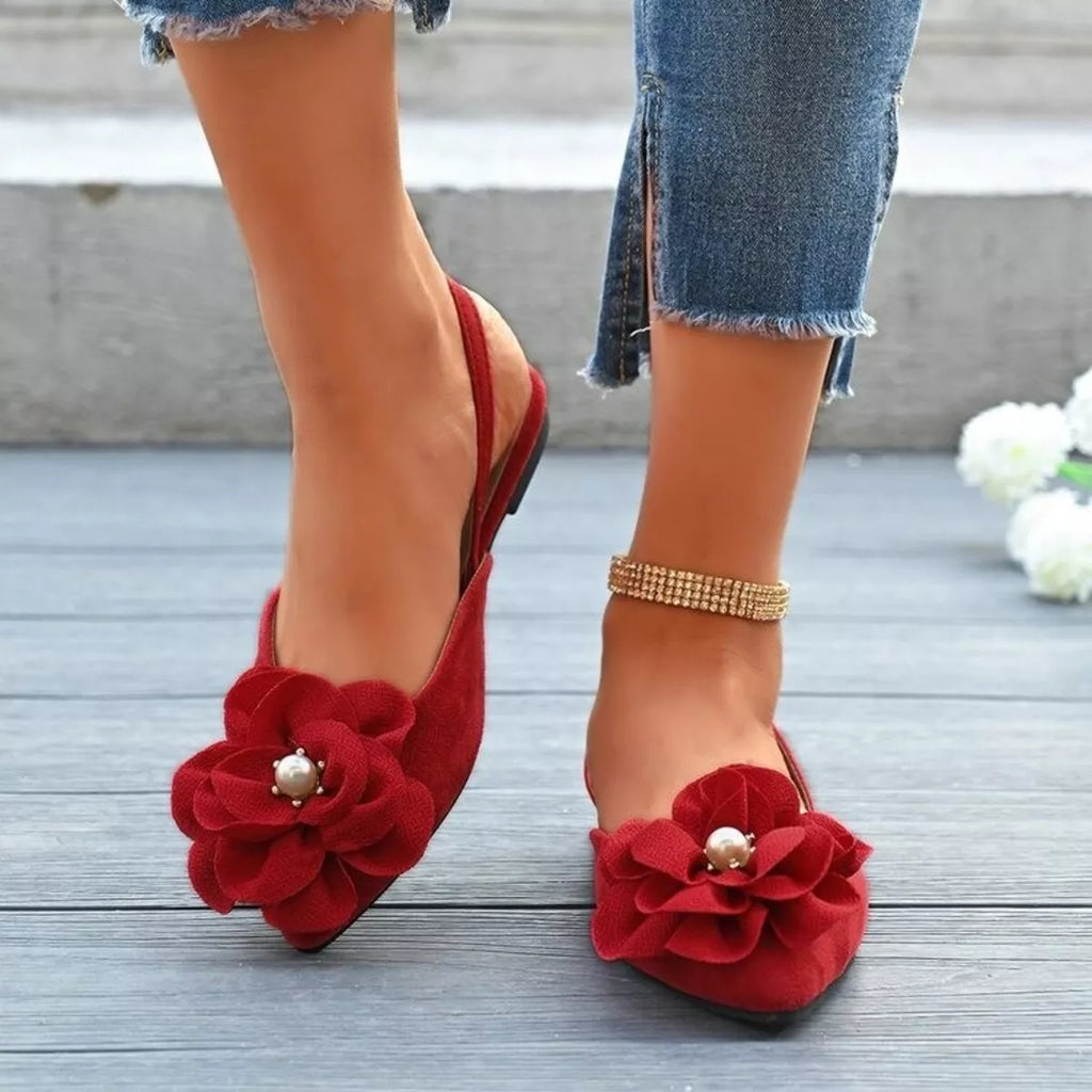 Flower Point Toe Flats Sandals