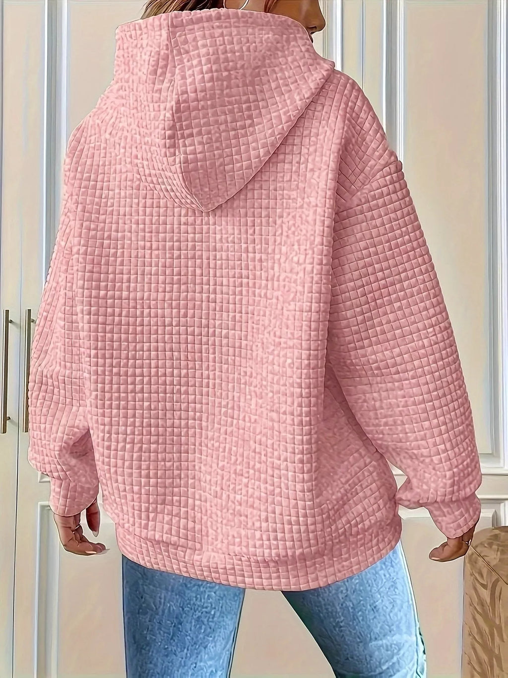 Textured Knit Drawstring Hoodie