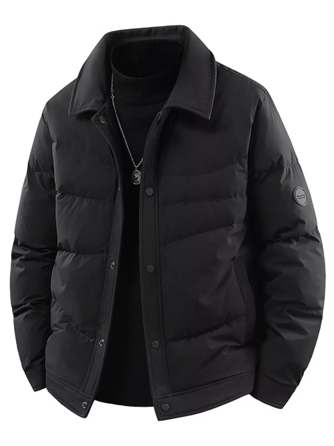 Men's Plus Size Snap Down Puffer Jacket
