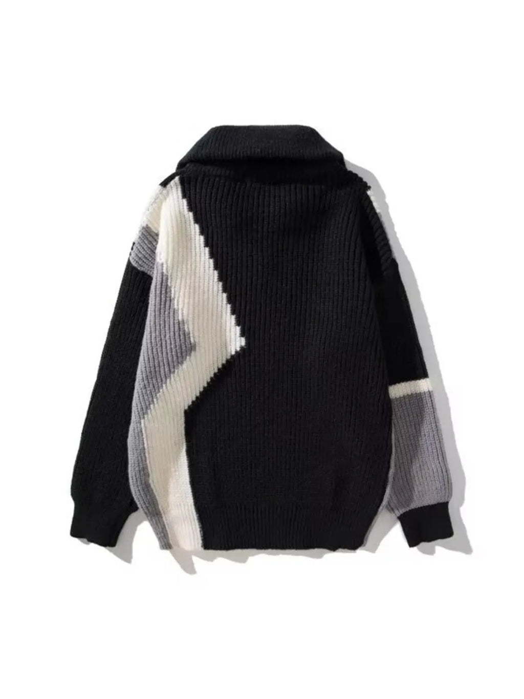 Men's Plus Size Color Block Zip Collar Sweater