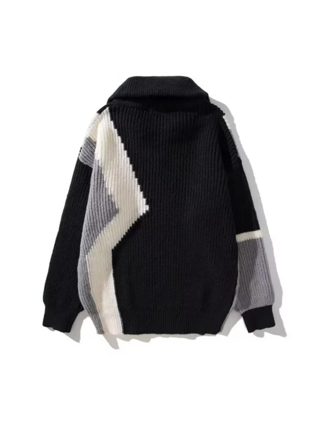 Men's Plus Size Color Block Zip Collar Sweater