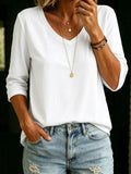 Full Size V-Neck 3/4 Sleeve T-Shirt Plus Size