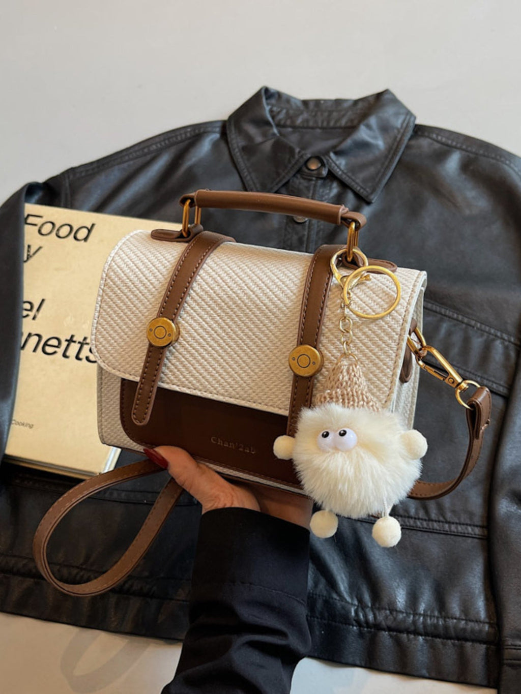 Vintage Style Flap Crossbody Bag with Charm