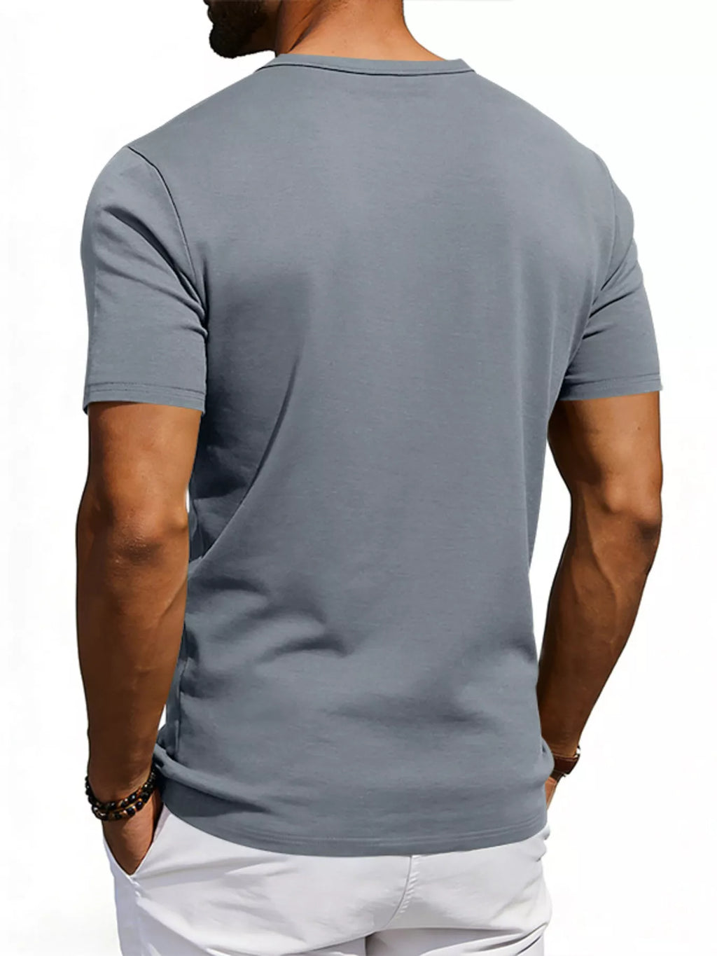 Men's Full Size Casual Henley T-Shirt with Pocket Plus Size