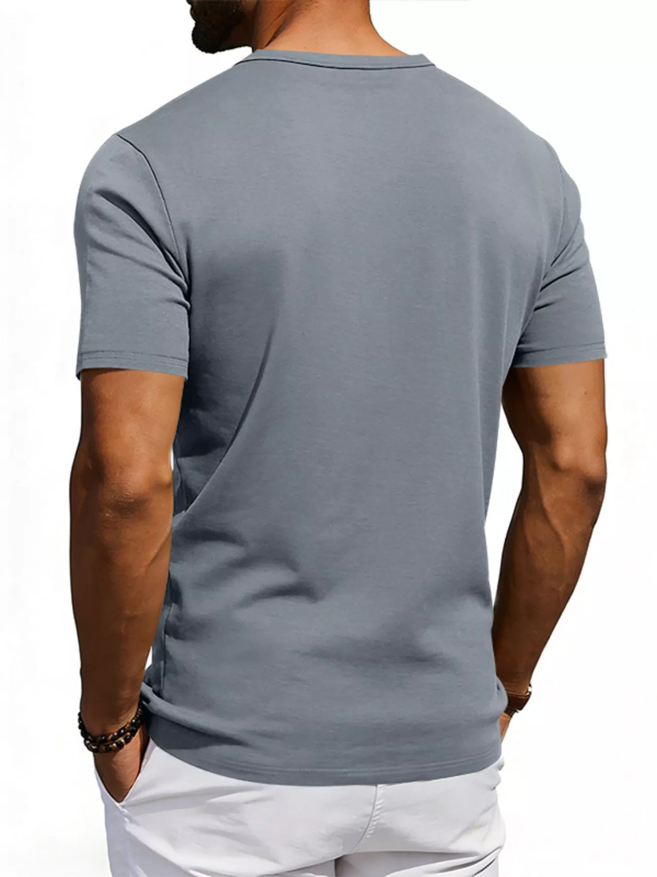 Men's Full Size Casual Henley T-Shirt with Pocket Plus Size