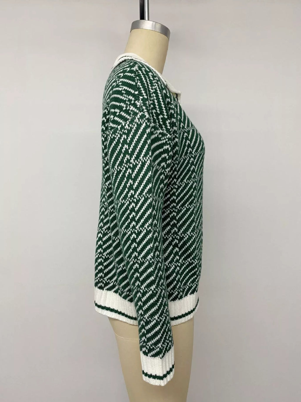 Geometric Patterned Collared Sweater