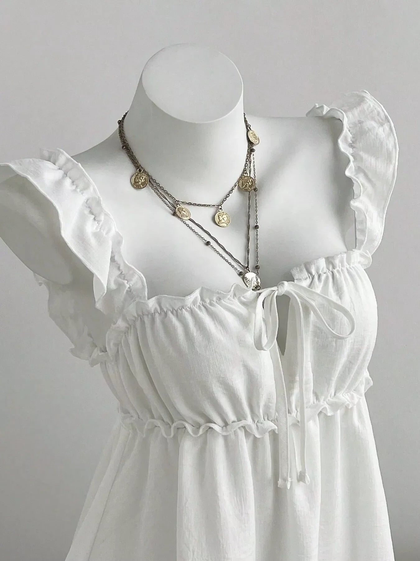 Frill Tie Front Mini Dress