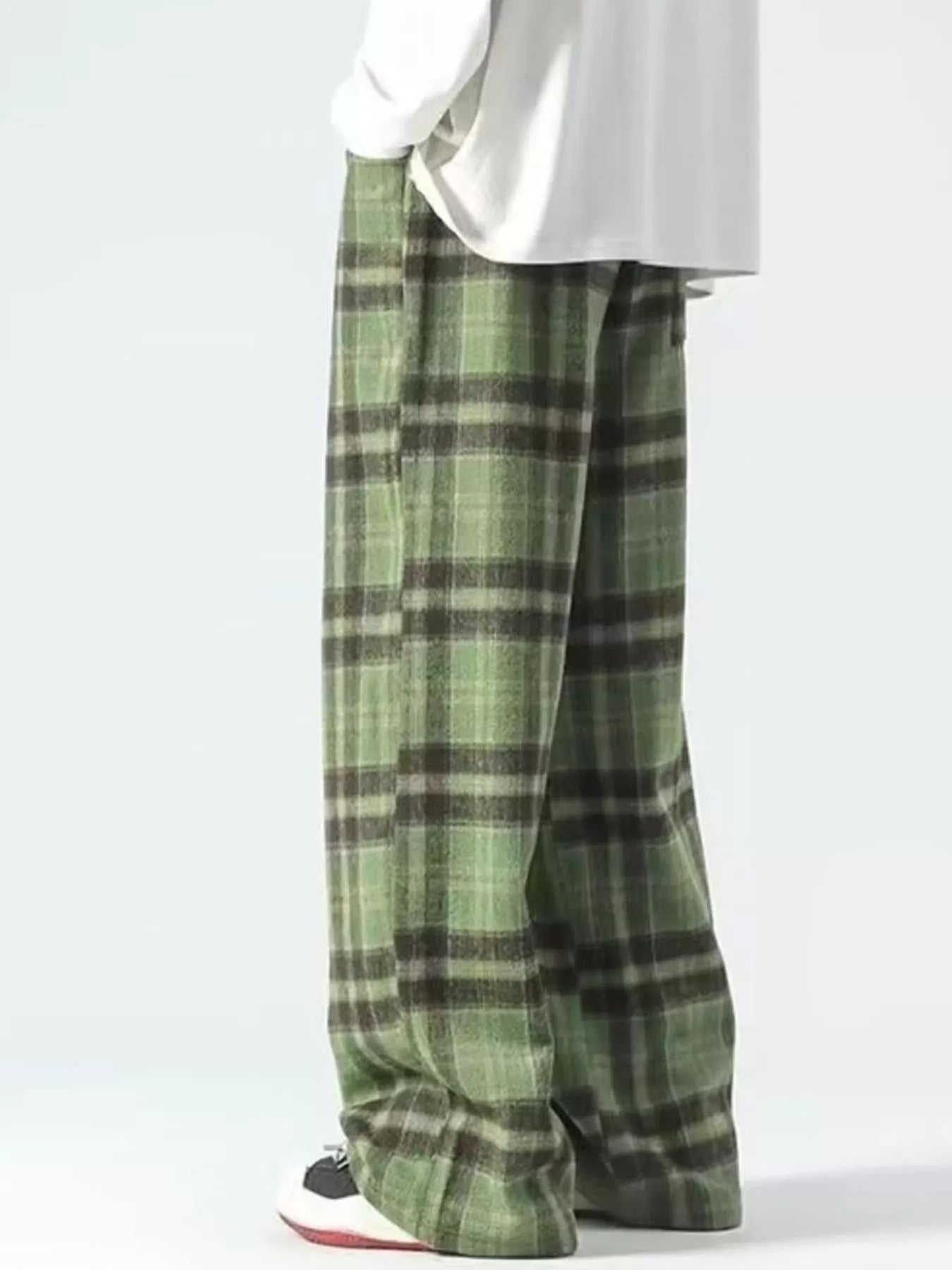 Men's Plus Size Vintage Plaid Wide Leg Pants