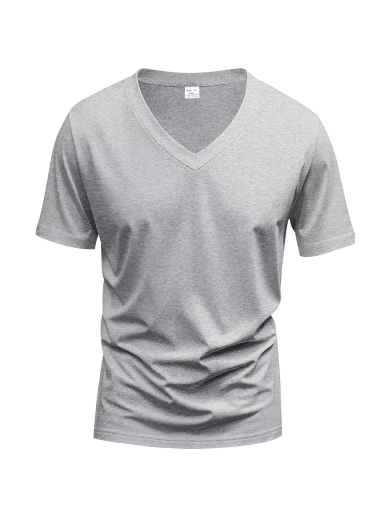 Men's Full Size Slim Fit V-Neck Basic T-Shirt Plus Size