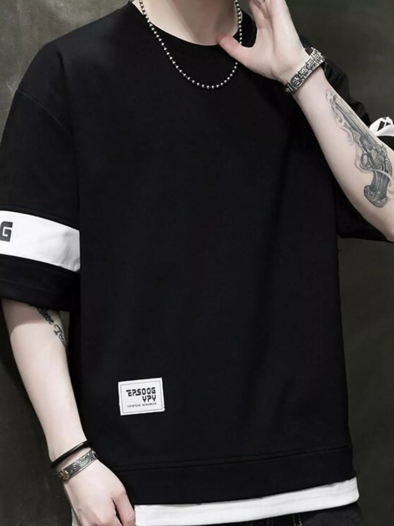 Men's Plus Size Contrast Trim Short Sleeve T-Shirt