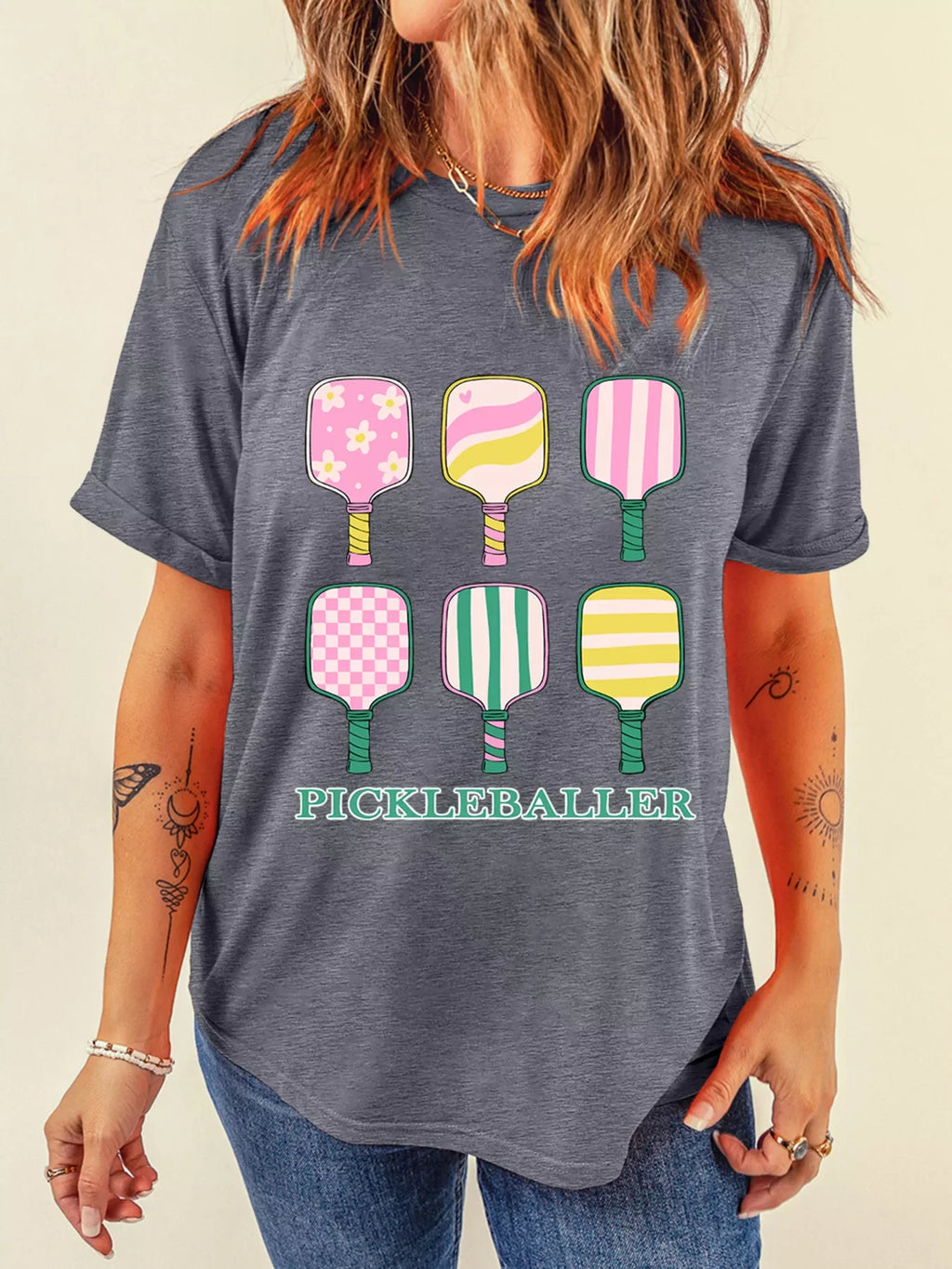 PICKLEBALLER Playful Bats Printed Casual T Shirt
