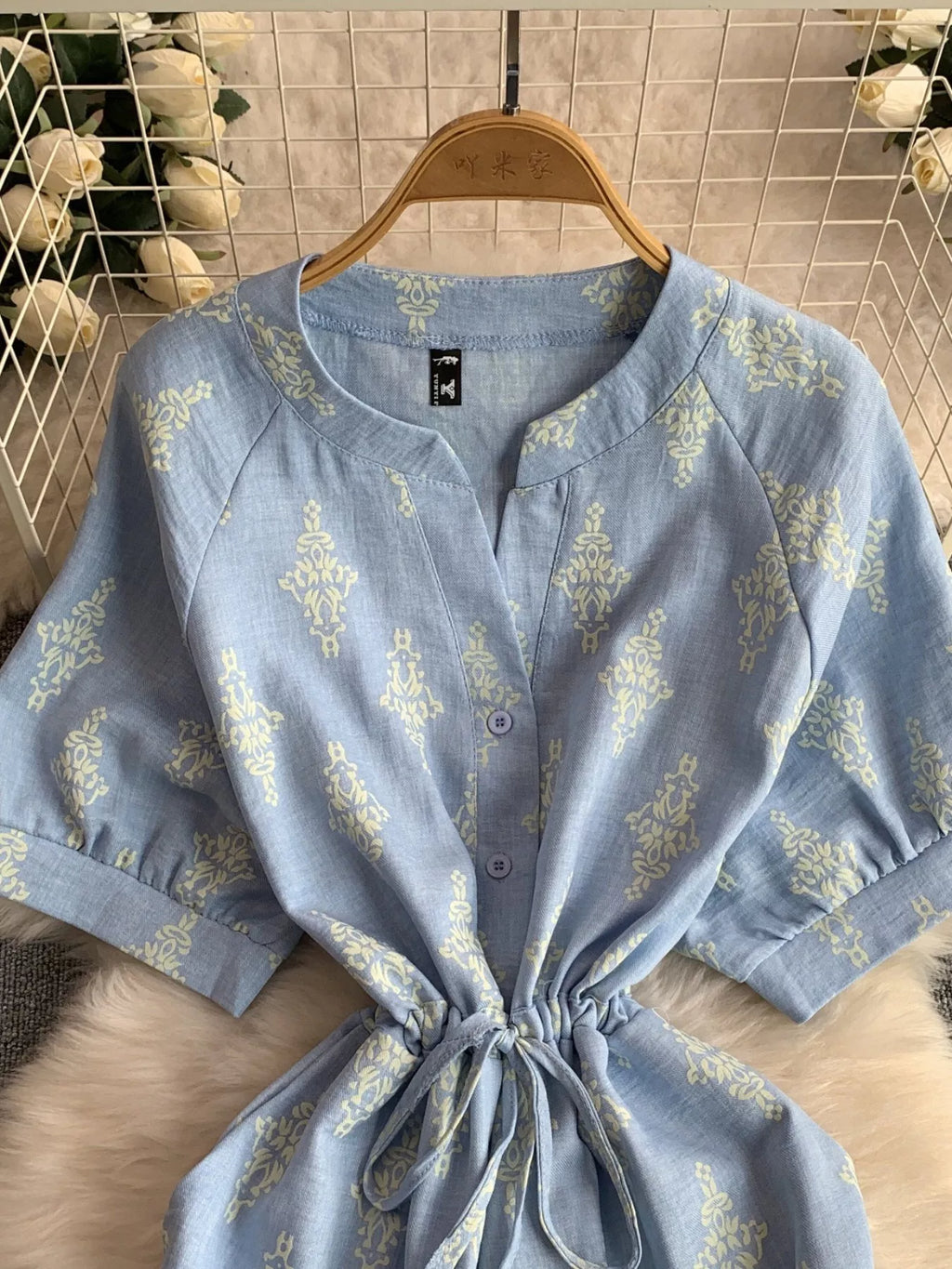 Printed Short Sleeve Wide Leg Jumpsuit