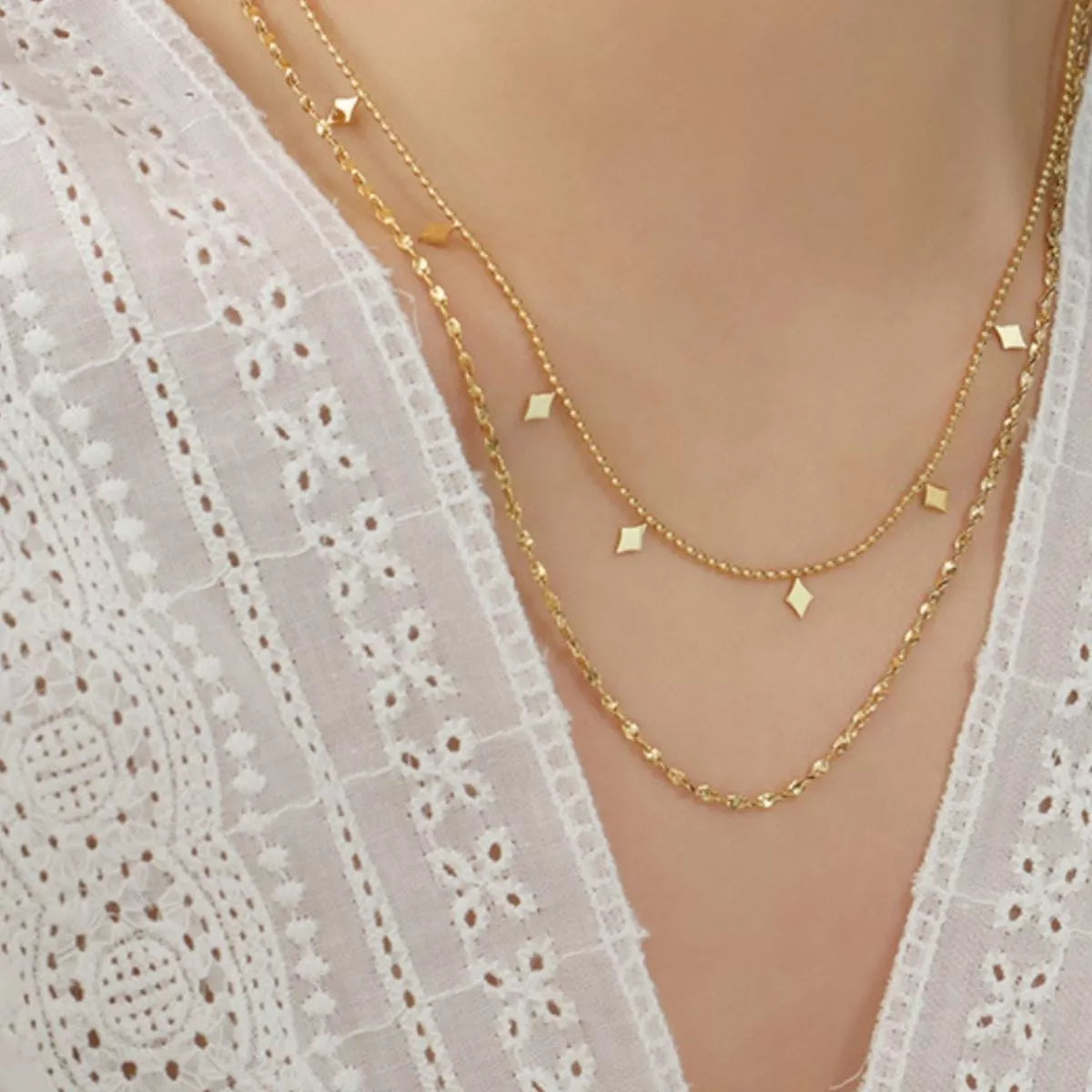 18K Gold-Plated Titanium Steel Layered Necklace