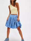 Tiered Drawstring Mini Skirt