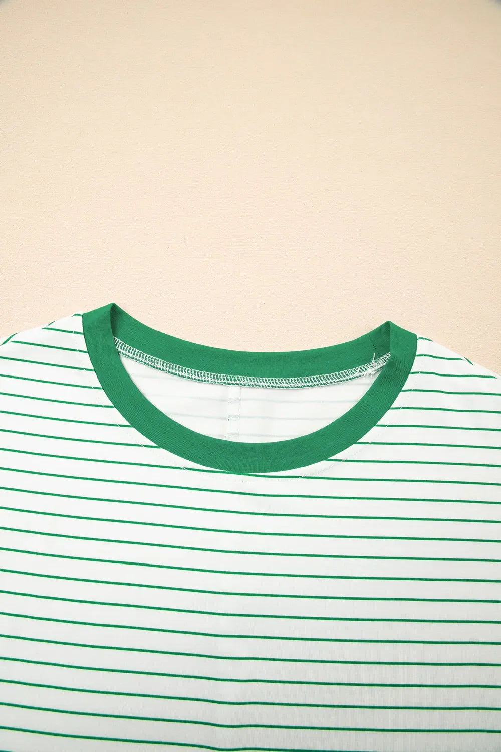 Casual Striped T-Shirt Dress with Pockets