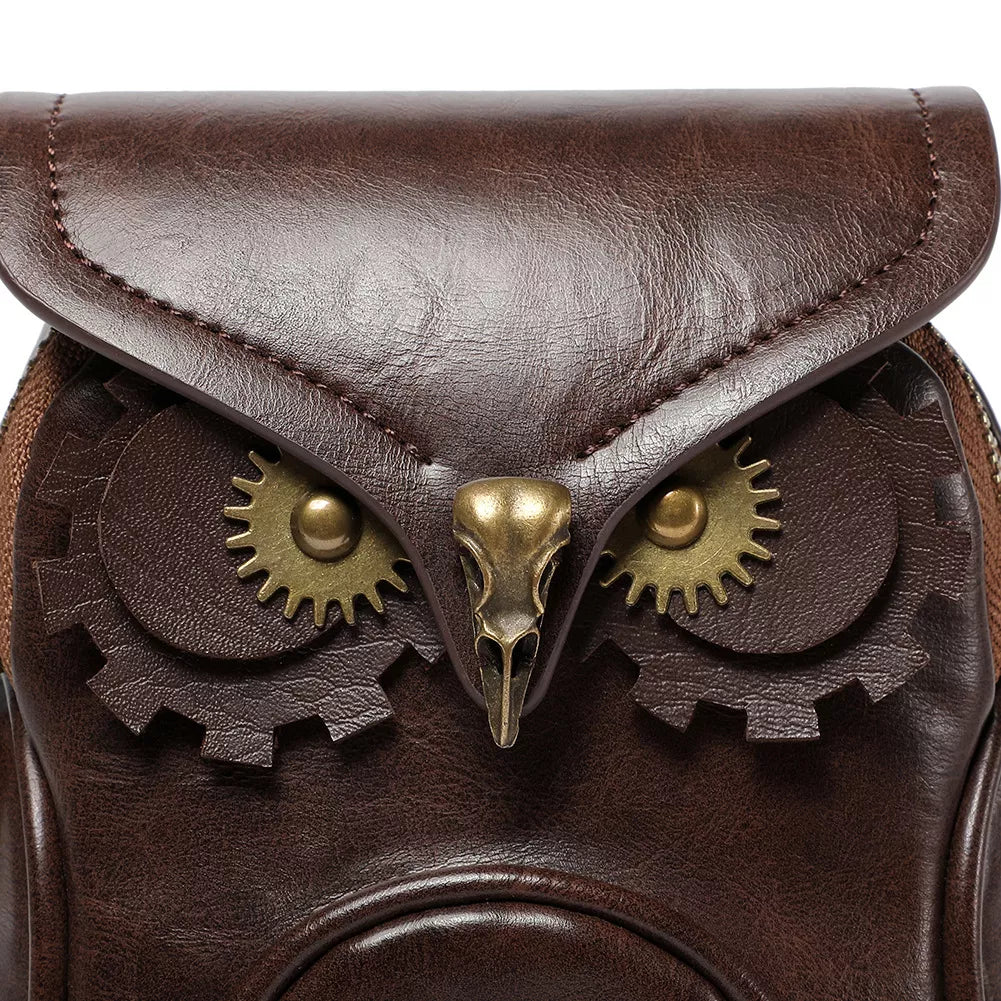 Steampunk Owl Design Crossbody Bag