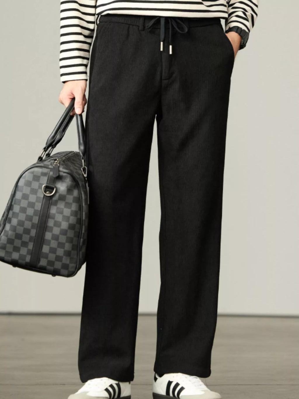 Men's Plus Size Casual Corduroy Drawstring Pants